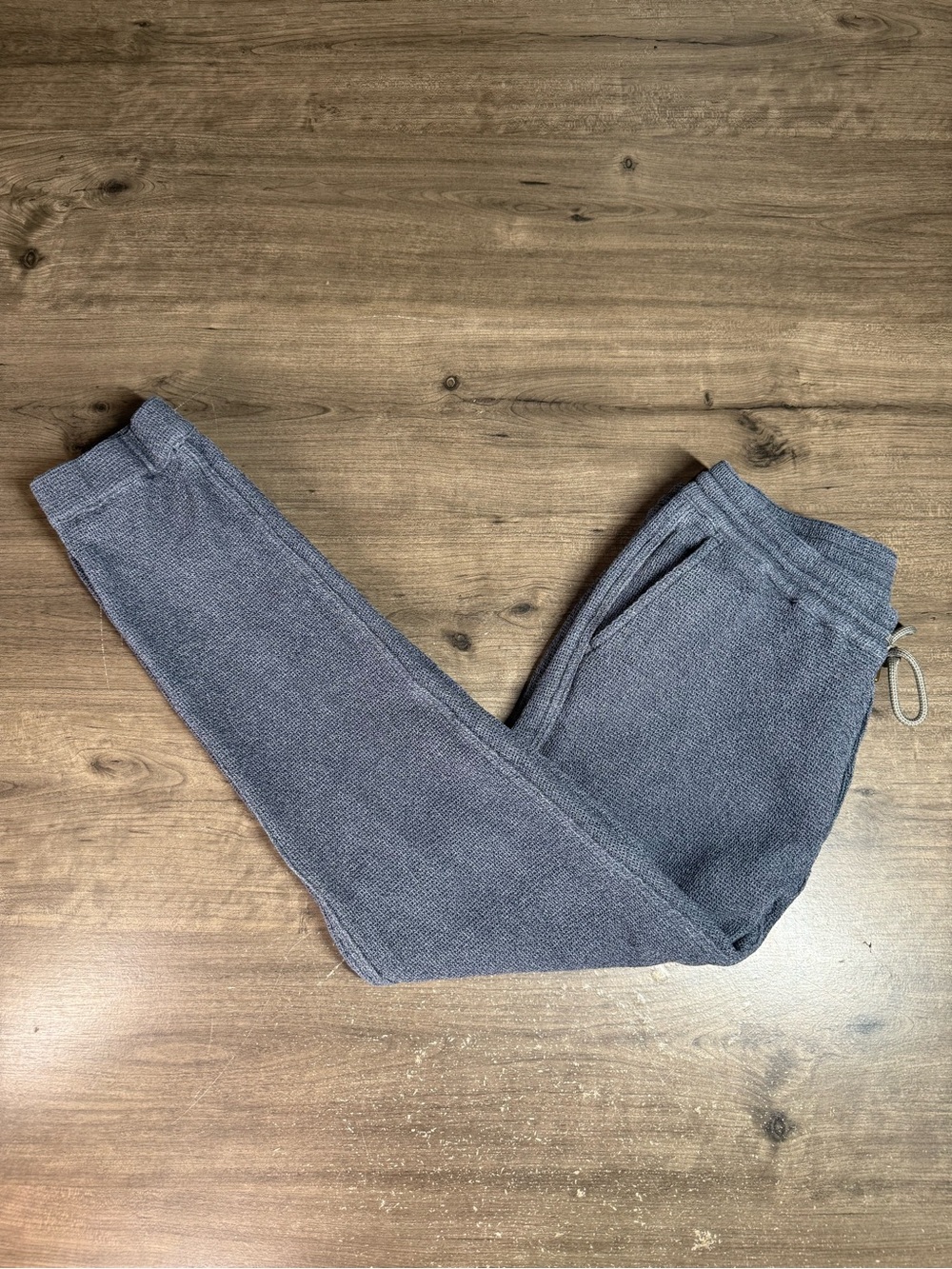 Taylor Stitch Men’s Small Knit Jogger Pants Blue Textured Waffle Drawstring